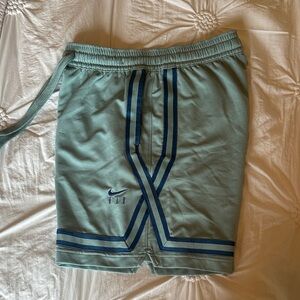 ✅Nike Athletic Shorts in sage green with blue Accents.Unisex size SMALL. POCKETS